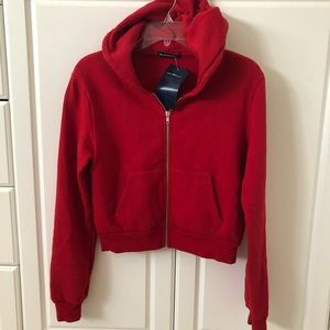 Red cropped zip up jacket Clearance